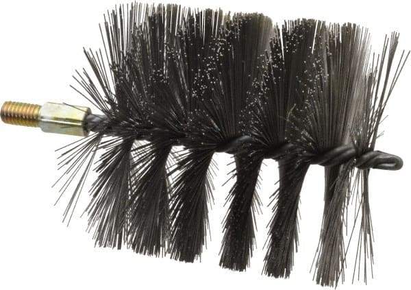 Value Collection - 5" Diam Helical Steel Tube Brush - 0.016" Filament Diam, 4-1/4" Brush Length, 7-1/2" OAL, 1/2-12 Male Shank - Exact Industrial Supply