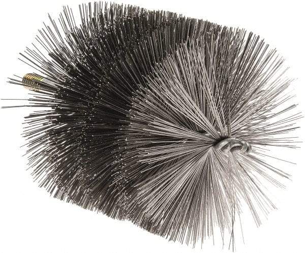 Value Collection - 5-1/2" Diam Helical Steel Tube Brush - 0.02" Filament Diam, 4-1/4" Brush Length, 7-1/2" OAL, 1/2-12 Male Shank - Exact Industrial Supply