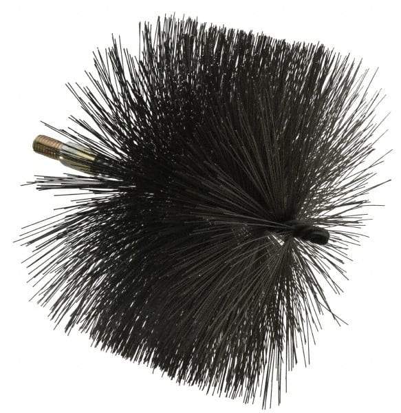 Value Collection - 8" Diam Helical Steel Tube Brush - 0.02" Filament Diam, 4-1/4" Brush Length, 7-1/2" OAL, 1/2-12 Male Shank - Exact Industrial Supply