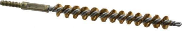 Value Collection - 3/8" Diam Helical Brass Tube Brush - 0.005" Filament Diam, 3-1/8" Brush Length, 5-1/8" OAL, 3/16-24 Male Shank - Exact Industrial Supply