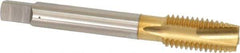 OSG - M12x1.75 Metric Coarse, 3 Flute, TiN Finish, High Speed Steel Spiral Point Tap - Plug Chamfer, Right Hand Thread, 3-3/8" OAL, 1-21/32" Thread Length, 0.367" Shank Diam, 6H Class of Fit, Series 288 - Exact Industrial Supply