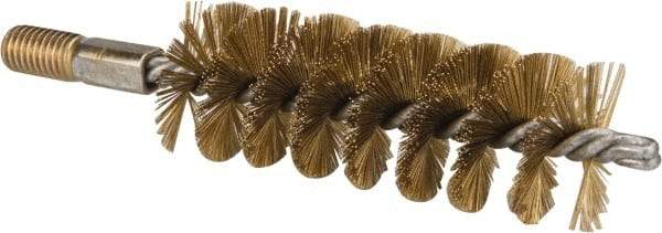 Value Collection - 1-1/2" Diam Helical Brass Tube Brush - 0.012" Filament Diam, 4-1/4" Brush Length, 7-1/2" OAL, 1/2-12 Male Shank - Exact Industrial Supply