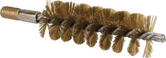 Value Collection - 1-1/2" Diam Helical Brass Tube Brush - 0.012" Filament Diam, 4-1/4" Brush Length, 7-1/2" OAL, 1/2-12 Male Shank - Exact Industrial Supply