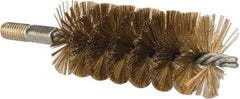 Value Collection - 2" Diam Helical Brass Tube Brush - Single Spiral, 0.012" Filament Diam, 4-1/4" Brush Length, 7-1/2" OAL, 1/2-12 Male Shank - Exact Industrial Supply