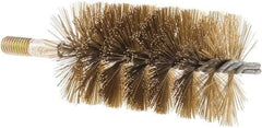 Value Collection - 2-1/2" Diam Helical Brass Tube Brush - 0.014" Filament Diam, 4-1/4" Brush Length, 7-1/2" OAL, 1/2-12 Male Shank - Exact Industrial Supply