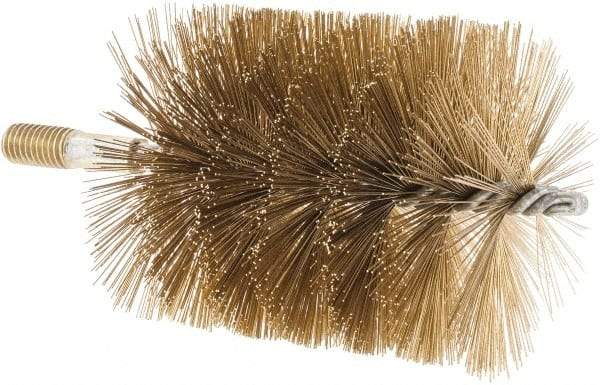 Value Collection - 3-1/2" Diam Helical Brass Tube Brush - 0.016" Filament Diam, 4-1/4" Brush Length, 7-1/2" OAL, 1/2-12 Male Shank - Exact Industrial Supply