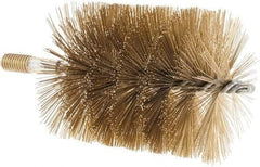 Value Collection - 3-1/2" Diam Helical Brass Tube Brush - 0.016" Filament Diam, 4-1/4" Brush Length, 7-1/2" OAL, 1/2-12 Male Shank - Exact Industrial Supply