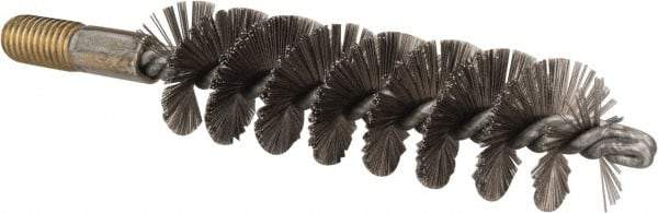 Value Collection - 1-1/4" Diam Helical Stainless Steel Tube Brush - 0.012" Filament Diam, 4-1/4" Brush Length, 7-1/2" OAL, 1/2-12 Male Shank - Exact Industrial Supply