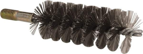 Value Collection - 1-3/4" Diam Helical Stainless Steel Tube Brush - 0.012" Filament Diam, 4-1/4" Brush Length, 7-1/2" OAL, 1/2-12 Male Shank - Exact Industrial Supply