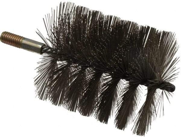 Value Collection - 4" Diam Helical Stainless Steel Tube Brush - 0.016" Filament Diam, 4-1/4" Brush Length, 7-1/2" OAL, 1/2-12 Male Shank - Exact Industrial Supply