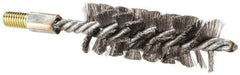 Value Collection - 1-1/2" Diam Helical Steel Tube Brush - Single Spiral, 0.012" Filament Diam, 4" Brush Length, 7" OAL, 1/2-12 Male Shank - Exact Industrial Supply