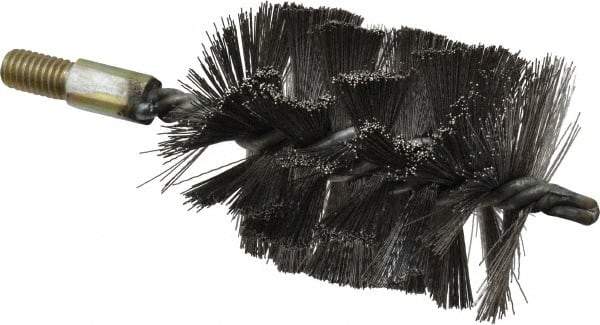 Value Collection - 3" Diam Helical Steel Tube Brush - Single Spiral, 0.016" Filament Diam, 4" Brush Length, 7" OAL, 1/2-12 Male Shank - Exact Industrial Supply