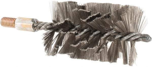 Value Collection - 2-1/2" Diam Helical Stainless Steel Tube Brush - Single Spiral, 0.012" Filament Diam, 4" Brush Length, 7" OAL, 1/2-12 Male Shank - Exact Industrial Supply