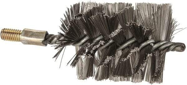 Value Collection - 3" Diam Helical Stainless Steel Tube Brush - Single Spiral, 0.016" Filament Diam, 4" Brush Length, 7" OAL, 1/2-12 Male Shank - Exact Industrial Supply