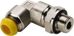 Parker - 14mm Outside Diam, 1/2-14 BSPP, Nickel Plated Brass Push-to-Connect Tube Male Elbow - 300 Max psi, Tube to Male BSPP Connection - Exact Industrial Supply