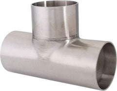VNE - 2-1/2", Unpolished Style, Sanitary Stainless Steel Pipe Tee - Butt Weld x Butt Weld x Butt Weld Connection, Grade 316L - Exact Industrial Supply