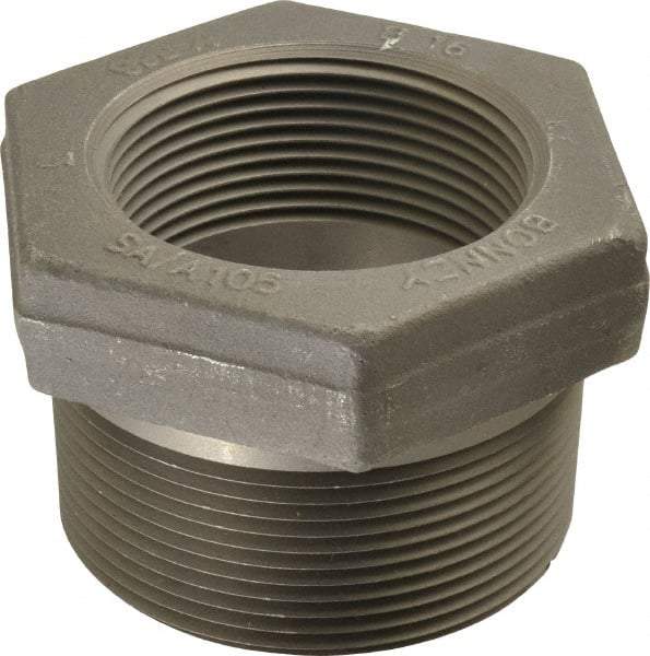 Made in USA - Size 3 x 2-1/2", Class 3,000, Forged Carbon Steel Black Pipe Hex Bushing - 3,000 psi, Threaded End Connection - Exact Industrial Supply