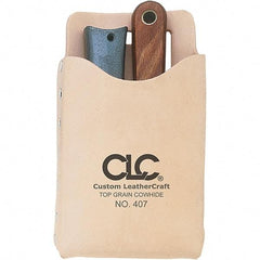 CLC - General Purpose Holster with 1 Pocket - Leather, Natural (Color), 4-1/4" Wide x 7-1/2" High x 1" Deep - Exact Industrial Supply