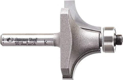 Amana Tool - 1-1/2" Cut Diam, 3/4" Length of Cut, 2 Flute Round-Over Edge Profile Router Bit - Carbide-Tipped, 1/4" Shank Diam, 2-1/4" OAL, Uncoated - Exact Industrial Supply