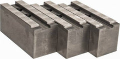 Abbott Workholding Products - 15 to 18" Chuck Capacity, 1.5mm x 60° Serrated Attachment, Square Soft Lathe Chuck Jaw - 3 Jaws, Steel, 1.6929" Btw Mount Hole Ctrs, 6-1/2" Long x 2-1/2" Wide x 3" High, 0.8661" Groove, 0.7874" & 20mm Fastener - Exact Industrial Supply