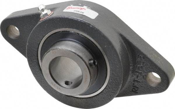 Browning - 1" ID, 5-9/16" OAL x 3-1/8" OAH 2-Bolt Flange - 2,567 Lb Static Cap, 4,381 Lb Dyn Cap, 4-19/32" Btw Mnt Hole Ctrs, Cast Iron - Exact Industrial Supply