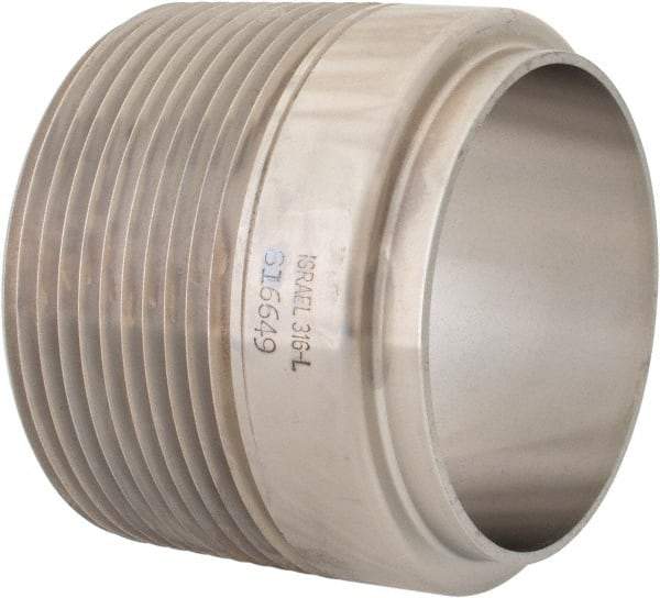VNE - 2-1/2", Weld Style, Sanitary Stainless Steel Pipe Adapter - MNPT x Butt Weld Connection, Grade 316L - Exact Industrial Supply