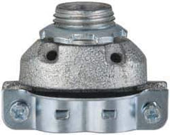 Cooper Crouse-Hinds - 3/8" Trade, Malleable Iron Threaded Angled FMC Conduit Connector - Noninsulated - Exact Industrial Supply