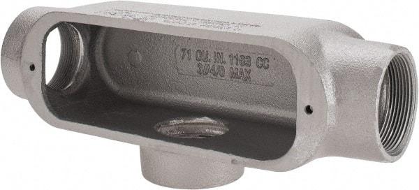Cooper Crouse-Hinds - Form 5, T Body, 2" Trade, Rigid Malleable Iron Conduit Body - Oval, 11-1/2" OAL, 76 cc Capacity, Gray - Exact Industrial Supply