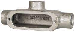 Cooper Crouse-Hinds - Form 5, T Body, 1/2" Trade, Rigid Malleable Iron Conduit Body - Oval, 5.38" OAL, 6 cc Capacity, Gray - Exact Industrial Supply