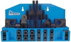 Gibraltar - 52 Piece Fixturing Step Block & Clamp Set with 1" Step Block, 11/16" T-Slot, 5/8-11 Stud Thread - 1-1/8" Nut Width, 3, 4, 5, 6, 7 & 8" Stud Lengths - Exact Industrial Supply