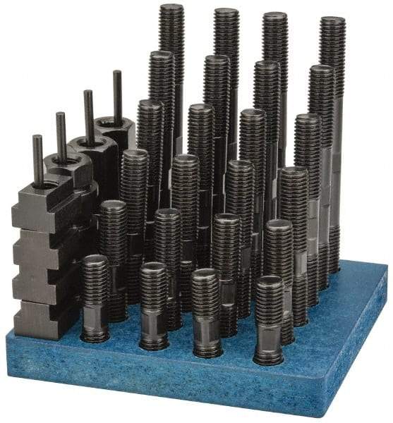 Gibraltar - 38 Piece, 3/4-10 Stud, 13/16" T Slot, T Nut & Stud Kit - 1-1/4" T-Slot Nut Width, 3, 4, 5, 6, 7, 8" Stud Lengths - Exact Industrial Supply