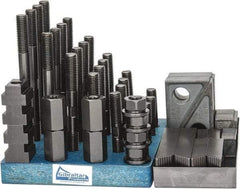 Gibraltar - 50 Piece Fixturing Step Block & Clamp Set with 1" Step Block, 13/16" T-Slot, 5/8-11 Stud Thread - 1-1/4" Nut Width, 3, 4, 5, 6, 7 & 8" Stud Lengths - Exact Industrial Supply