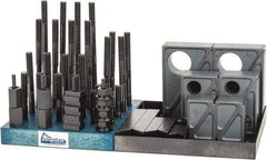 Gibraltar - 50 Piece Fixturing Step Block & Clamp Set with 1-1/2" Step Block, 9/16" T-Slot, 1/2-13 Stud Thread - 7/8" Nut Width, 3, 4, 5, 6, 7 & 8" Stud Lengths - Exact Industrial Supply