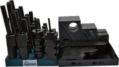 Gibraltar - 50 Piece Fixturing Step Block & Clamp Set with 1-1/2" Step Block, 1" T-Slot, 3/4-10 Stud Thread - 1-5/8" Nut Width, 3, 4, 5, 6, 7 & 8" Stud Lengths - Exact Industrial Supply