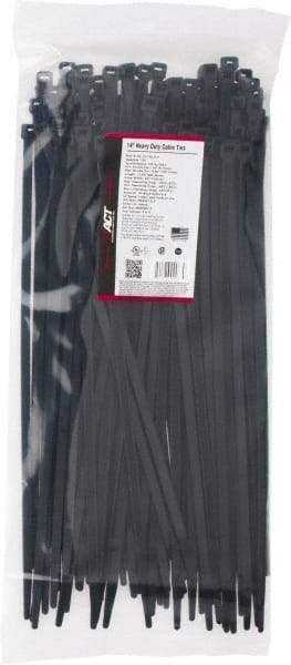 Made in USA - 15.093" Long Black Nylon Standard Cable Tie - 120 Lb Tensile Strength, 1.93mm Thick, 103.19mm Max Bundle Diam - Exact Industrial Supply