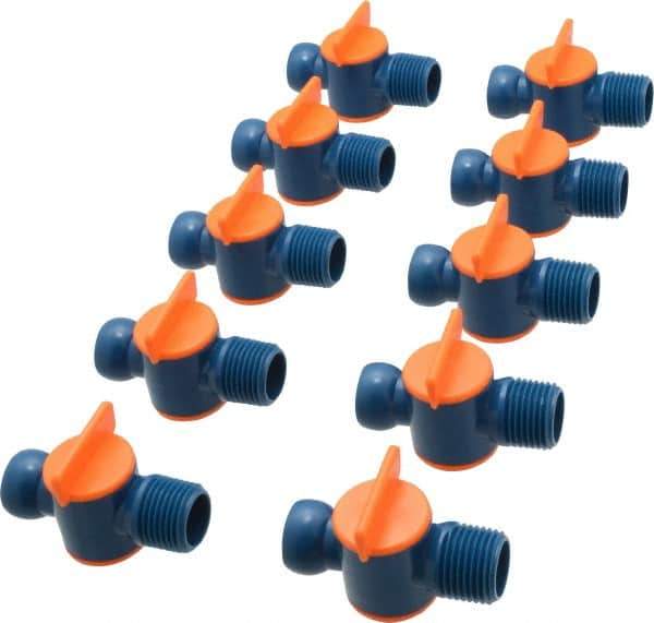Loc-Line - 10 Piece, 1/2" ID Coolant Hose NPT Valve - Male to Female Connection, Acetal Copolymer Body, 1/2 NPT, Use with Loc-Line Modular Hose Systems - Exact Industrial Supply