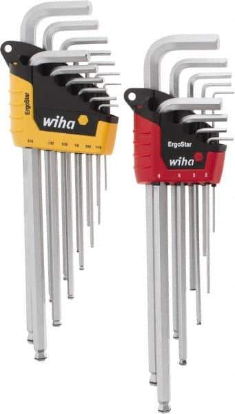 Wiha - 22 Piece L-Key Combo Hex Key Set - Hex Range 1/2 to 3/8", Chrome Vanadium Molybdenum - Exact Industrial Supply