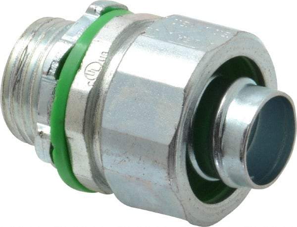 Cooper Crouse-Hinds - 1/2" Trade, Steel Threaded Straight Liquidtight Conduit Connector - Noninsulated - Exact Industrial Supply