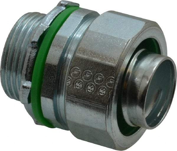 Cooper Crouse-Hinds - 3/4" Trade, Steel Threaded Straight Liquidtight Conduit Connector - Noninsulated - Exact Industrial Supply