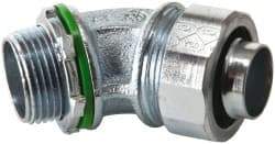 Cooper Crouse-Hinds - 3/4" Trade, Malleable Iron Threaded Angled Liquidtight Conduit Connector - Noninsulated - Exact Industrial Supply