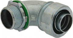 Cooper Crouse-Hinds - 3/4" Trade, Malleable Iron Threaded Angled Liquidtight Conduit Connector - Noninsulated - Exact Industrial Supply