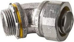 Cooper Crouse-Hinds - 1" Trade, Malleable Iron Threaded Angled Liquidtight Conduit Connector - Noninsulated - Exact Industrial Supply