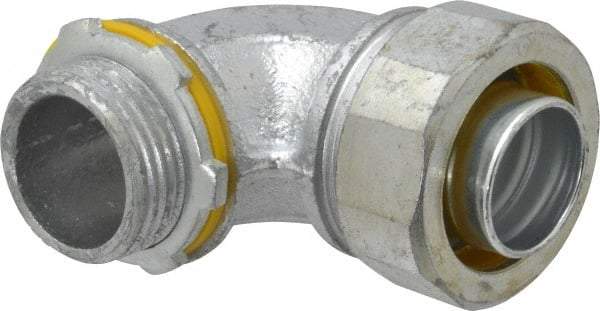 Cooper Crouse-Hinds - 1" Trade, Malleable Iron Threaded Angled Liquidtight Conduit Connector - Noninsulated - Exact Industrial Supply