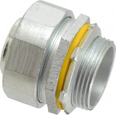 Cooper Crouse-Hinds - 1-1/4" Trade, Malleable Iron Threaded Straight Liquidtight Conduit Connector - Noninsulated - Exact Industrial Supply