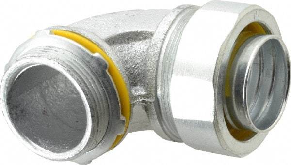 Cooper Crouse-Hinds - 1-1/2" Trade, Malleable Iron Threaded Angled Liquidtight Conduit Connector - Noninsulated - Exact Industrial Supply