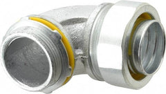 Cooper Crouse-Hinds - 1-1/2" Trade, Malleable Iron Threaded Angled Liquidtight Conduit Connector - Noninsulated - Exact Industrial Supply