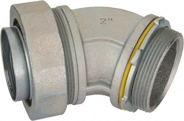 Cooper Crouse-Hinds - 2" Trade, Malleable Iron Threaded Angled Liquidtight Conduit Connector - Noninsulated - Exact Industrial Supply