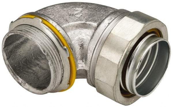 Cooper Crouse-Hinds - 2" Trade, Malleable Iron Threaded Angled Liquidtight Conduit Connector - Noninsulated - Exact Industrial Supply