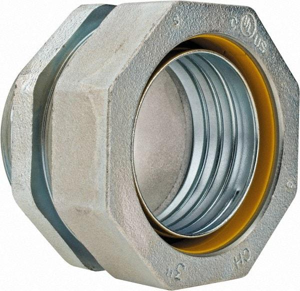 Cooper Crouse-Hinds - 3" Trade, Malleable Iron Threaded Straight Liquidtight Conduit Connector - Noninsulated - Exact Industrial Supply