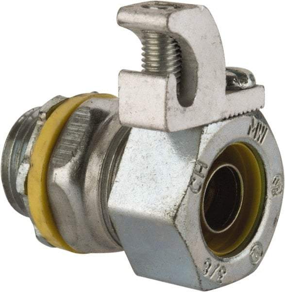 Cooper Crouse-Hinds - 3/8" Trade, Malleable Iron Threaded Straight Liquidtight Conduit Connector - Noninsulated - Exact Industrial Supply